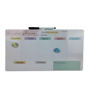 Lousa Magnética Planejamento Mensal, Quadro Planner Semanal, Tarefas, Anotações, Mural Diário Com Imãs.