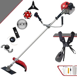 Roçadeira Lateral Multifuncional Anmax CG520PTB À Gasolina 2T 2,2HP 52cc 10.000rpm + Kit Extra de Faca 3 Pontas, Faca 40 Dentes de Vídea e Trimmer