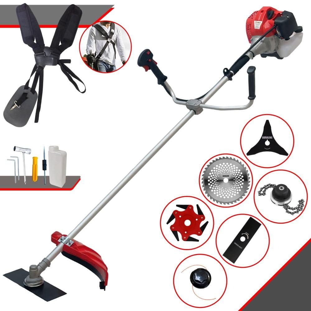 Roçadeira Profissional Robusta À Gasolina Anmax CG520P-TB 2T 52cc 2,2HP + Lâmina 2 Pontas + Lâmina 3 Pontas + Lâmina 40 Dentes + Carretel + Trimmer
