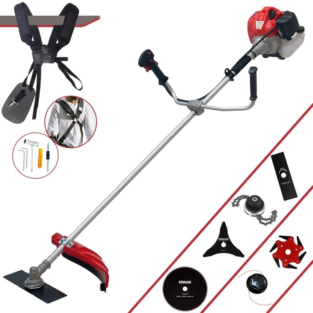 Roçadeira À Gasolina Anmax CG520P 52cc 2T 2,2HP Completa Com Carretel + Lâmina Facão + Lâmina 3 Pontas + Lâmina 6 Pontas + Lâmina 80 Dentes + Trimmer