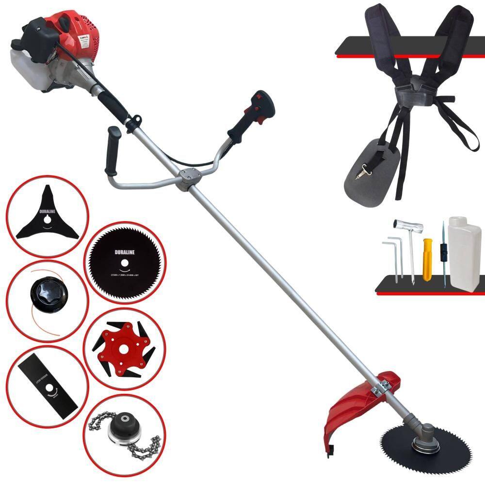 Roçadeira Multifunções Anmax CG520P À Gasolina 52cc 2,2HP Com Carretel + Lâmina Facão + Lâmina 3 Pontas + Lâmina 6 Pontas + Lâmina 80 Dentes + Trimmer