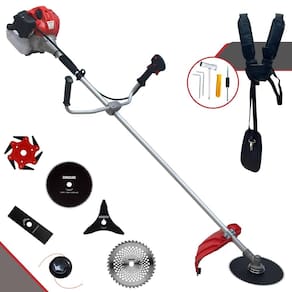 Roçadeira Cortador de Grama Anmax CG520P À Gasolina 52cc 2,2HP 10.000rpm C/ Carretel + Facas 2 Pontas, 3 Pontas, 6 Pontas, 40 Dentes Vídea e 80 Dentes
