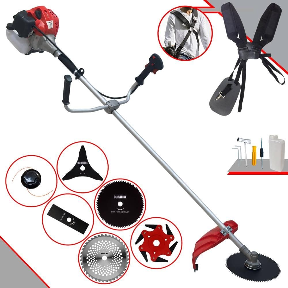 Roçadeira Anmax CG520P À Gasolina 52cc 2,2HP 10.000rpm Com Faca 2 Pontas + Faca 3 Pontas + Faca 6 Pontas + Faca 40 Dentes + Faca 80 Dentes + Carretel
