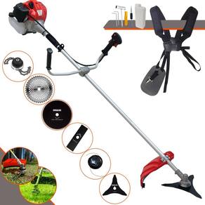 Roçadeira À Gasolina Anmax CG520P 52cc 2,2HP Completa Com 6 Opções de Corte Com Carretel + Facas 2 Pontas + 3 Pontas + 40 Dentes + 80 Dentes + Trimmer