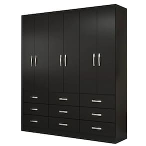 Guarda Roupa 6 Portas 9 Gavetas Preto - Evidencia