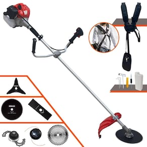 Aparador de Grama Anmax CG520-P À Gasolina 2T 52cc 2,2HP 10.000rpm Com Carretel + Faca 2 Pontas + 3 Pontas + 40 Dentes de Vídea + 80 Dentes + Trimmer