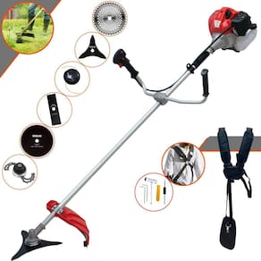 Roçadeira À Gasolina Anmax CG520P 52cc 2T 2,2HP 6 Em 1 Com Carretel + Faca 2 Pontas + Faca 3 Pontas + Faca 40 Dentes Vídea + Faca 80 Dentes + Trimmer