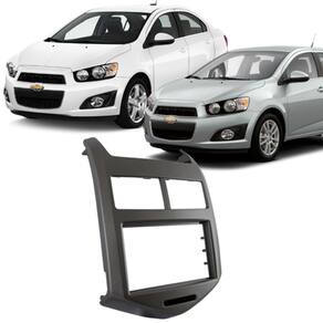 Moldura 2 Din Sonic Hatch Sedan 2012 à 2015 Cinza Grafite Painel Central Multimidia 6.2 7 Polegadas