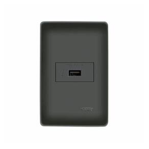 Tomada USB Fame Habitat Black 15W com Placa 4x2 Preta