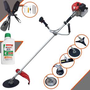 Roçadeira Aparador de Grama Lateral Anmax CG520P À Gasolina 52cc 2,2HP 10.000rpm Robusta Com Carretel de Nylon + Kit 4 Lâminas de Corte + ÓLEO STIHL