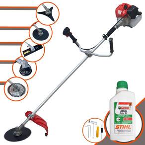 Roçadeira Multifuncional Anmax CG520P-TB À Gasolina 2 Tempos 52cc 2,2HP 10.000rpm Completa 5 Em 1 Com Carretel + Kit 4 Lâminas de Corte + ÓLEO STIHL