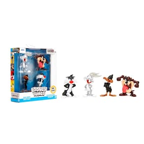 Bonecos de ação Jada Toys Looney Tunes, pacote com 4 bonecos de ação Wave 1 2,5"