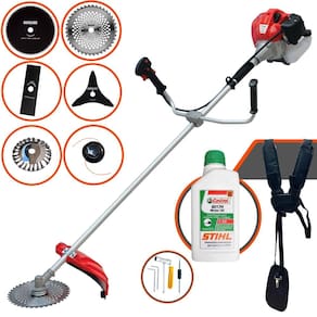 Roçadeira Robusta Anmax CG520P-TB À Gasolina 52cc 2,2HP 10.000rpm Multifuncional Com Carretel + 4 Lâminas de Corte + Escova de Aço + ÓLEO STIHL 2T