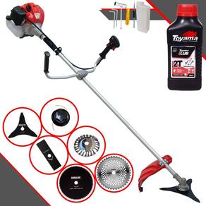Roçadeira Anmax CG520-P À Gasolina 52cc 2,2HP 10.000rpm Cortador de Grama Lateral 6 Em 1 Com Carretel + Kit 4 Facas + Escova de Aço + ÓLEO TOYAMA 2T