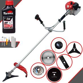 Roçadeira Anmax CG520P 52cc 2,2HP Com Carretel e Lâmina Facão + Lâmina 3 Pontas + Lâmina 40 Dentes + Lâmina 80 Dentes + Escova de Aço + ÓLEO TOYAMA 2T
