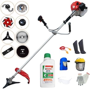 Roçadeira Anmax CG520P 52cc 2,2HP Com Carretel + Facas 2 Pontas, 3 Pontas, 6 Pontas, 40 Dentes, 80 Dentes, Trimmer e Escova de Aço + EPI + ÓLEO STIHL