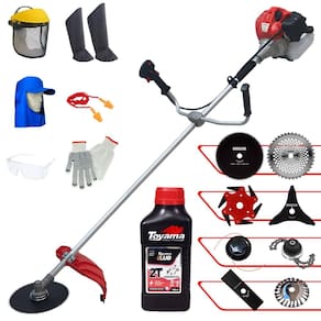 Roçadeira Anmax CG520P 52cc 2,2HP Com Carretel + Facas 2 Pontas, 3 Pontas, 6 Pontas, 40 Dentes, 80 Dentes, Trimmer e Escova de Aço + EPI + ÓLEO TOYAMA