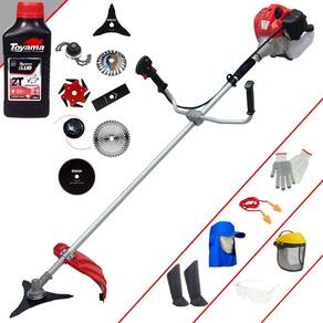 Roçadeira Anmax CG520P 52cc 2,2HP Com Carretel + Facas 2 Pontas, 3 Pontas, 6 Pontas, 40 Dentes, 80 Dentes, Trimmer e Escova de Aço + EPI + ÓLEO TOYAMA