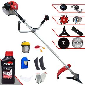 Roçadeira Anmax CG520P 52cc 2,2HP Com Carretel + Facas 2 Pontas, 3 Pontas, 6 Pontas, 40 Dentes, 80 Dentes, Trimmer e Escova de Aço + EPI + ÓLEO TOYAMA