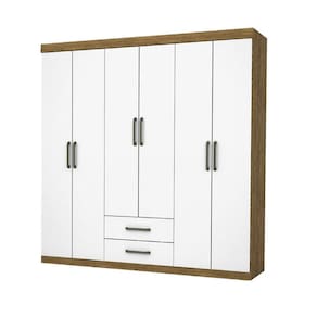 Guarda Roupa Casal Aries 6 Portas e 2 Gavetas Cinamomo/Branco - Carioca Móveis