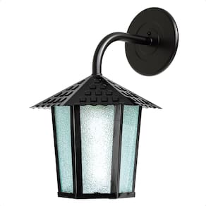 Kit 4 Arandela Colonial Sextavada Vidro Pontilhado E27 Bivolt Preto