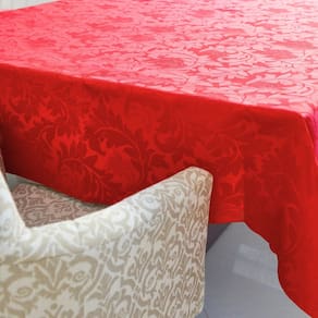 Toalha De Mesa 4 Lugares Quadrada Jacquard 1,40m Vermelho