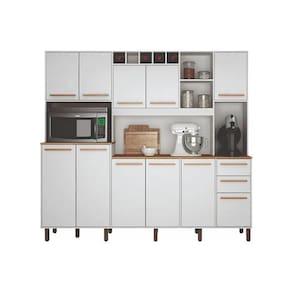 Armário de Cozinha 11 Portas 2 Gavetas Branco Petra - Valdemóveis