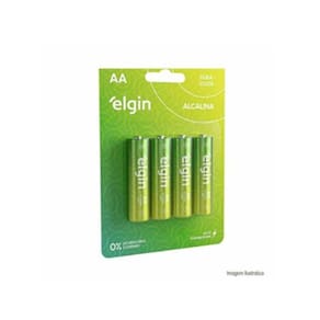 Pilha Elgin Alcalina AA 1,5V Blister 4 Unidades