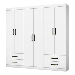 Guarda Roupa Hercules 6 Portas e 4 Gavetas Sem Espelho Branco - Carioca Móveis