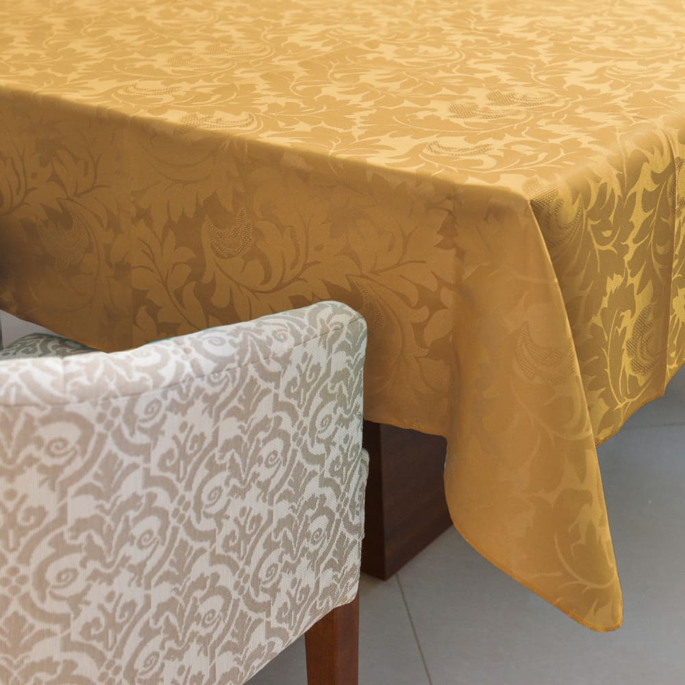 Toalha Mesa Lucy 4 Lugares Quadrada Jacquard 1.4x1.4 Dourado