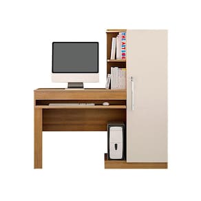 Escrivaninha Office com Armário 1 Porta 1 Gaveta Cinamomo Off White - Valdemóveis