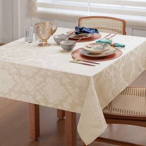 Toalha De Mesa 4 Lugares Quadrada Jacquard 1,40x1,40m Marfim