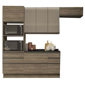 Cozinha Modulada 5 Pecas 270 cm MDP Maxxi Nogal Preto Kappesberg