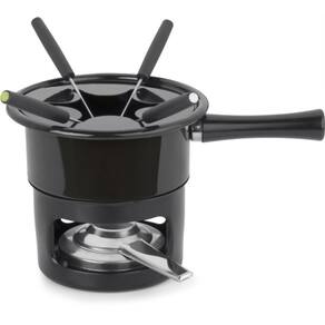 Conjunto Para Fondue Preto Com 4 Garfos Panela De 1 Litro