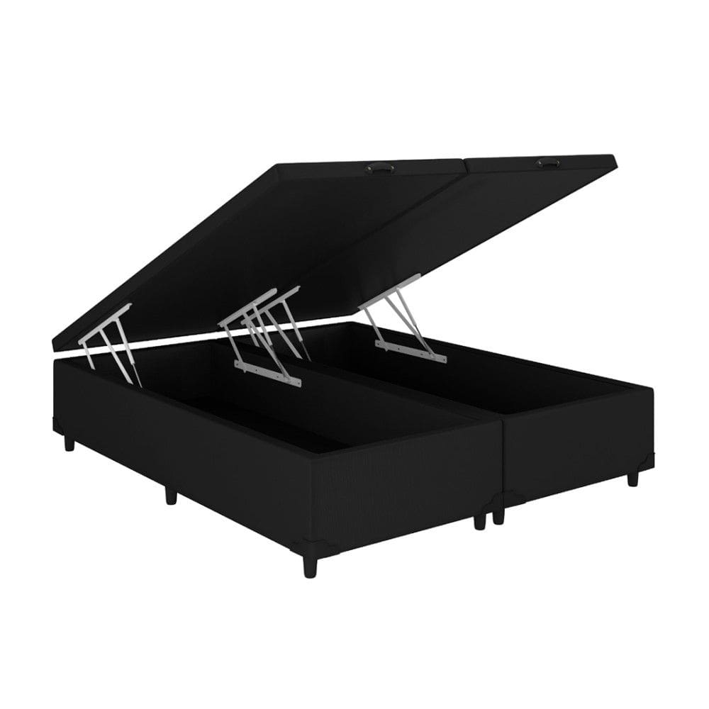 Baú Queen Bipartido Corino Preto 158x198