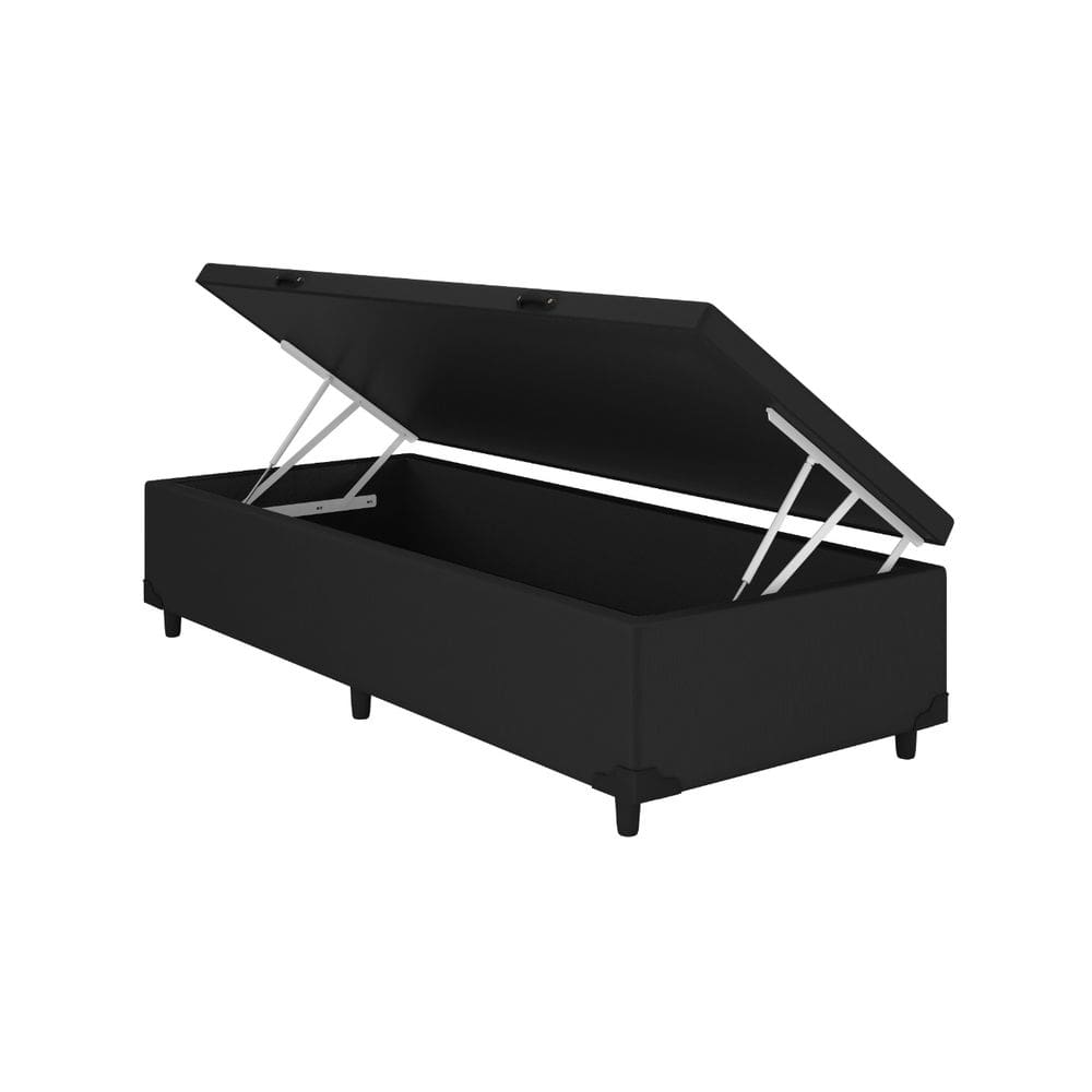 Baú Solteiro Corino Preto 88x188