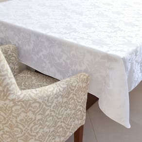 Toalha De Mesa Jacquard 6 Lugares Retangular 2.1x1.4m Branco
