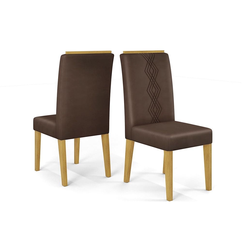 Kit com 02 Cadeiras Yasmin Cedro Veludo Moca DJ Móveis