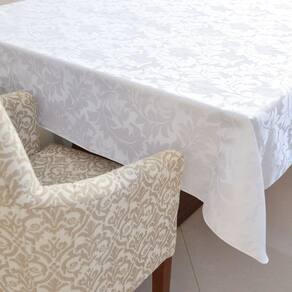 Toalha Mesa 8 Lugares Retangular Jacquard 2.5x1.4m Branco