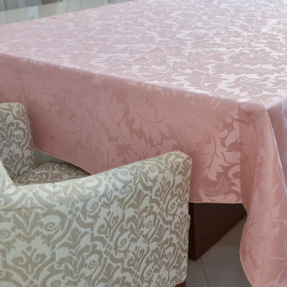 Toalha Mesa 8 Lugares Retangular Jacquard 2.5x1.4m Rosê