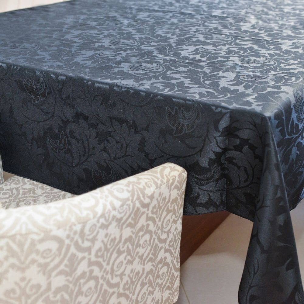 Toalha Mesa 8 Lugares Retangular Jacquard 2.5x1.4m Preto