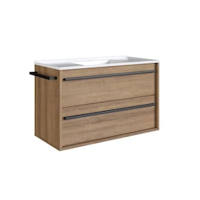 Gabinete Suspenso de 80cm com Lavatório 1 Porta 1 Gaveta Mel acompanha 1 Toalheiro BH8030MCUBA