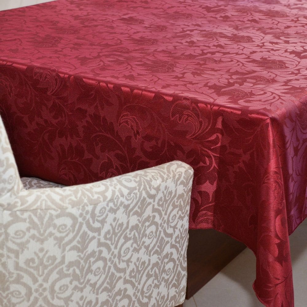 Toalha Mesa 8 Lugares Retangular Jacquard 2.5x1.4m Vinho