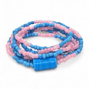 Guia Proteção Azul e Rosa Erê Cristal com Firma Azul 60 cm