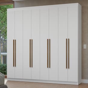Guarda-Roupa Casal 8 Portas Batentes Branco/Branco/Rustic Netuno Madesa