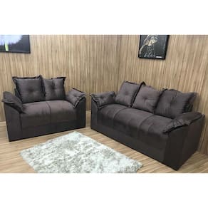 Conjunto de Sofá 2 e 3 Lugares Paris Suede Marrom - AL Móveis