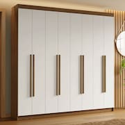 Guarda-Roupa Casal 8 Portas Batentes Rustic/Branco/Rustic Saturno Madesa