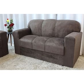 Sofá 3 Lugares Xaropinho Suede Marrom - AL Móveis
