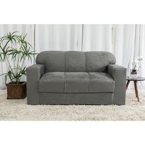 Sofá 3 Lugares Xaropinho Suede Cinza - AL Móveis