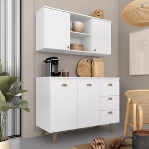 Kit Cozinha Compacta 2 Peças Com 3 Gav E 4 Portas Melina Branco - M.a